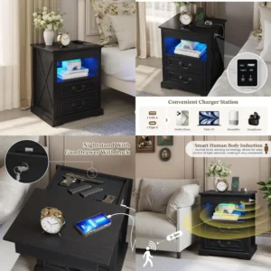 Nightstand with gun drawer